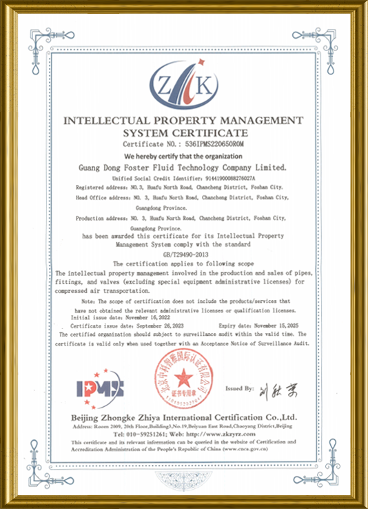 Certificado del sistema de gestión de propiedades intelectuales-FSTPIPE 2023