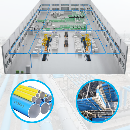 Sistema de tuberías de aleación de aluminio de aire comprimido de aire comprimido para aplicaciones industriales